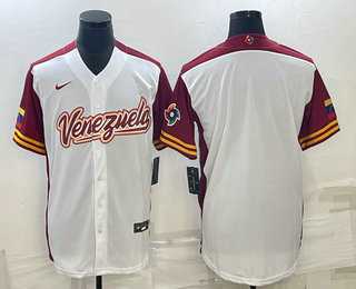 Men%27s Venezuela Baseball Blank 2023 White World Classic Stitched Jerseys